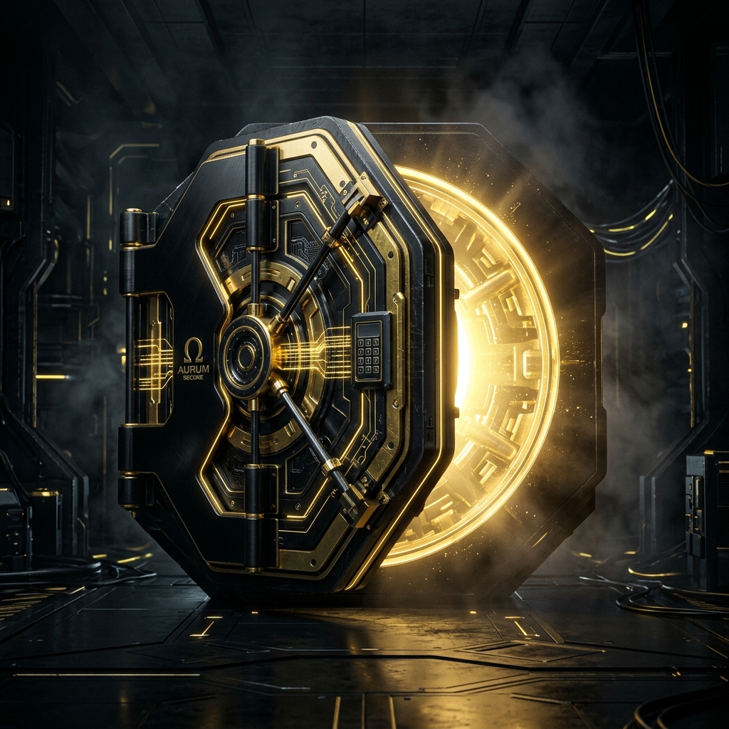 Glowing glowing digital vault